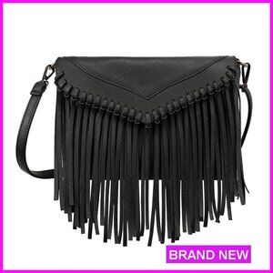 PU Leather Hobo Fringe Crossbody Tassel Purse Vintage Small Handbag Boho